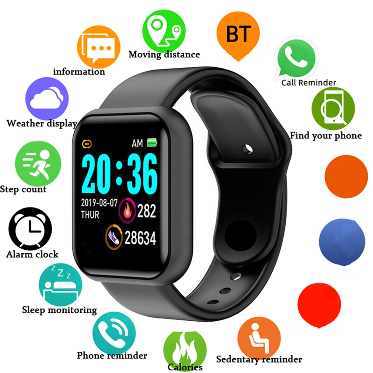 Health Wellness Bracelet - Мужские умные часы с цветным экраном,